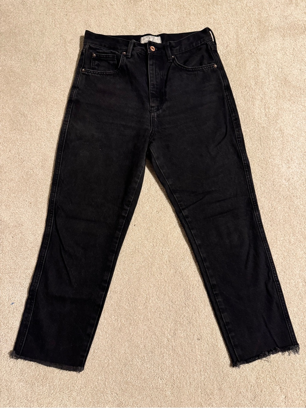 We The Free High Waisted Ankle Length Black Denim Jeans Size 27